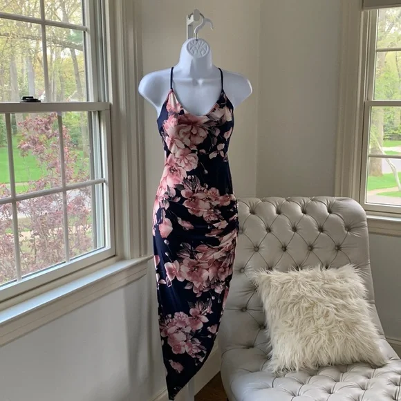 navy blue dress for baby girl Asymmetrical One Shoulder Dresses main image 0